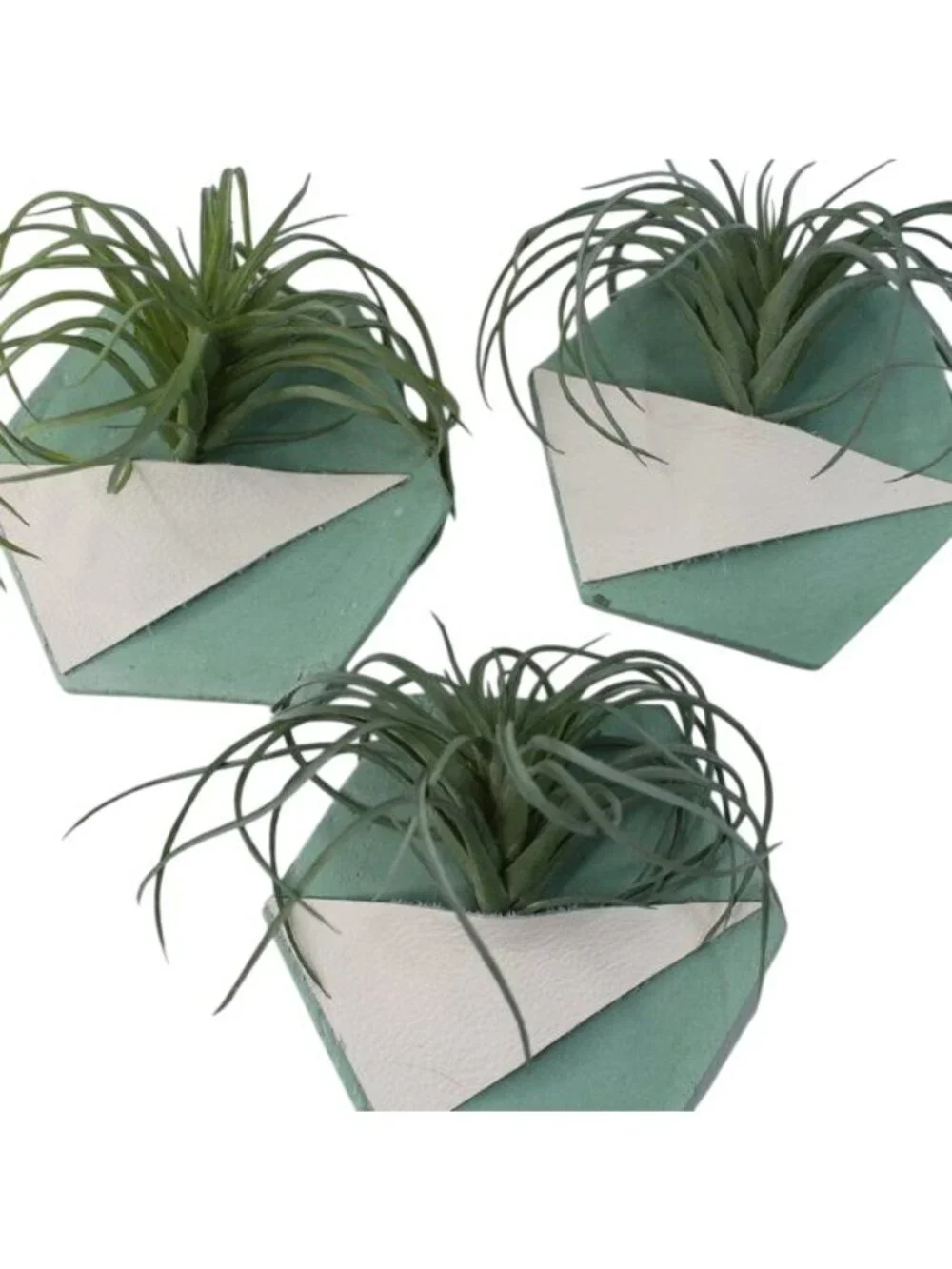 Faux Succulent 3PC Set Wall Pockets Teal Decor Modern Bohemian - Picture 4 of 4